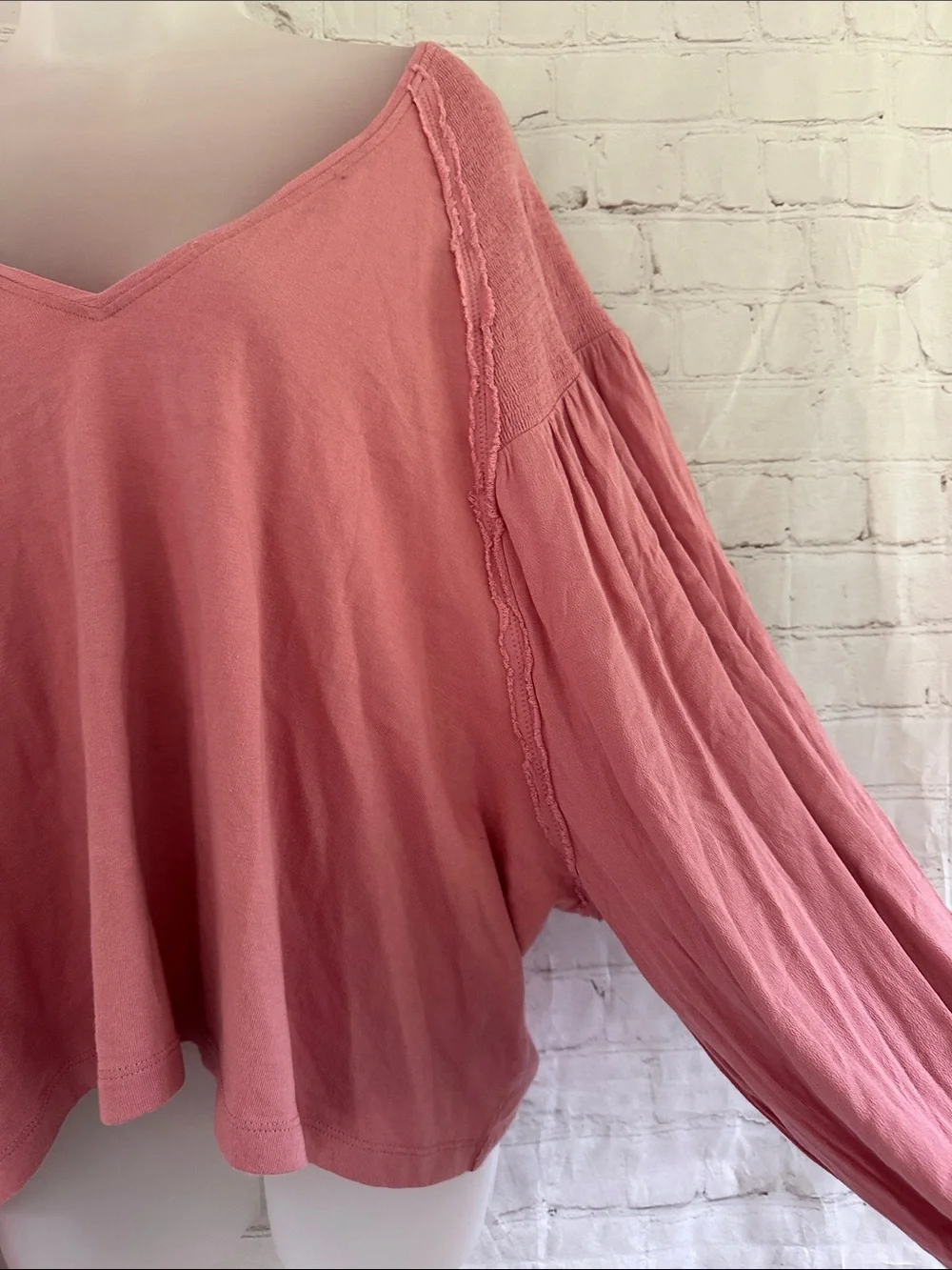 Free People Pink V-Neck Lightweight Sweatshirt